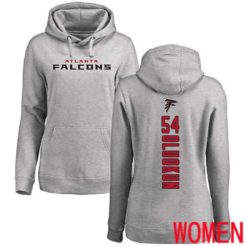 Atlanta Falcons Ash Women Foye Oluokun Backer NFL Football 54 Pullover Hoodie Sweatshirts